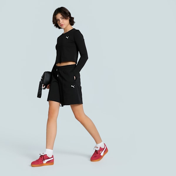 WARDROBE Essentials Women's Relaxed Fit Long Line 8" Shorts, PUMA Black, extralarge-IND